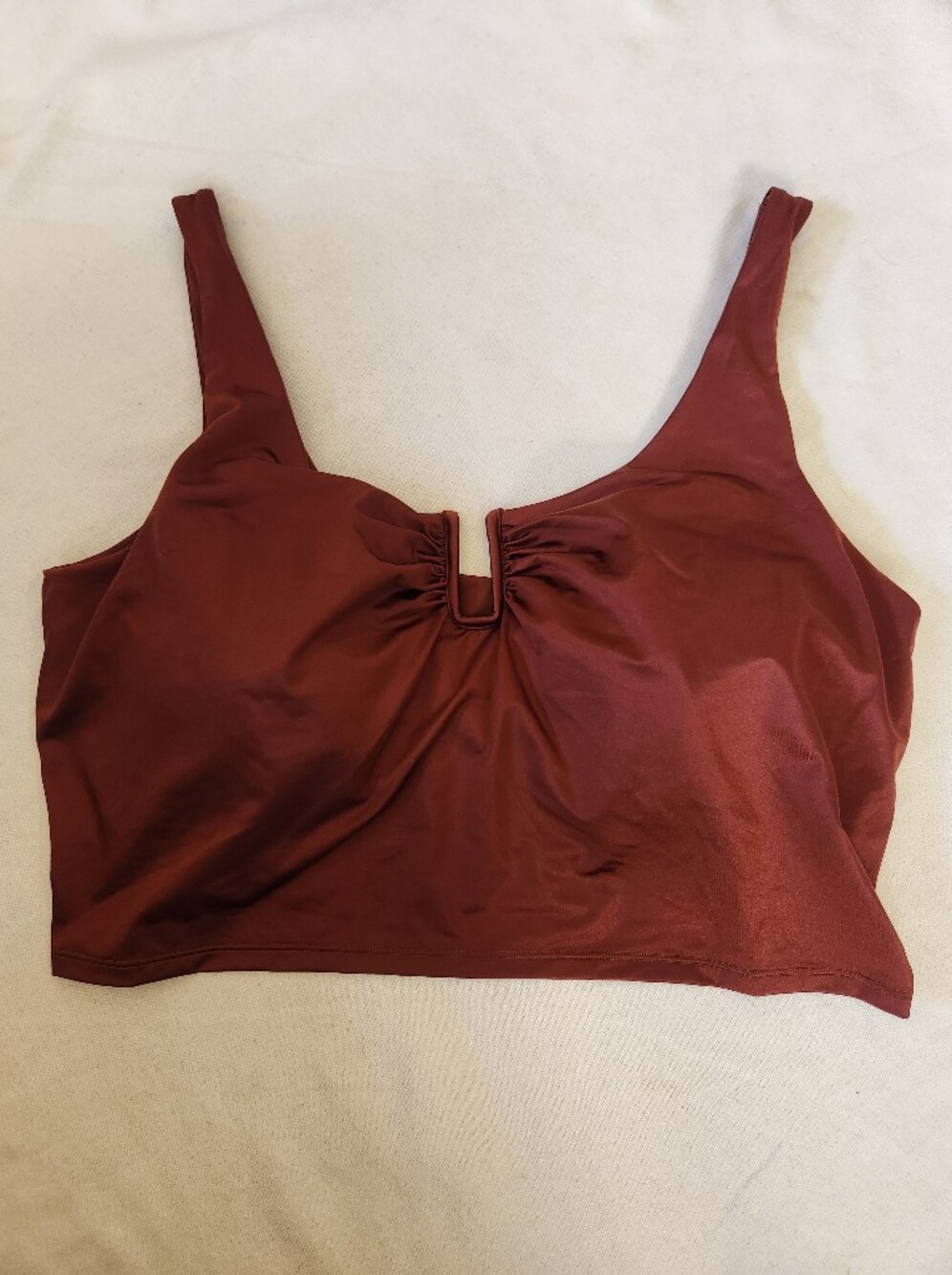 Calia Bikini Top Size XXL Ubar Longline Red Brown Shine Swim NWOT UPF 50+ Lycra